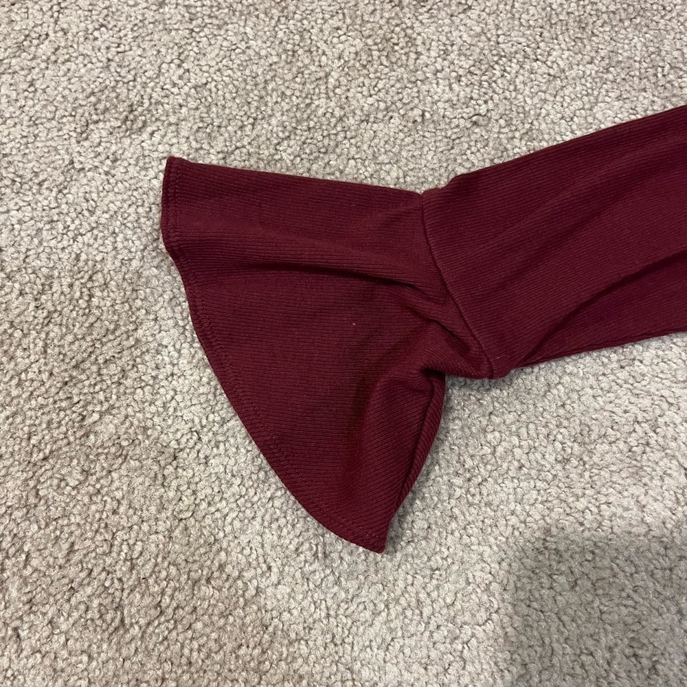 Free Assembly Ribbed Top with Bell Sleeves - Picture 2 of 6
